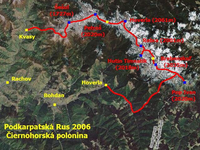 Podkarpatská Rus | Mapa trasy